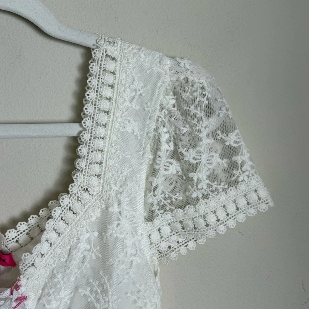 Betsey Johnson White Lace Mini Dress Large Bridal Bachelorette Bridal Shower